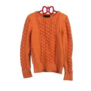 MARA CAROL Textured Orange Cable Knit Pullover Girl Size 10-12